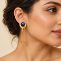 Blue Golden Fringe Earrings – Anaqa — model image