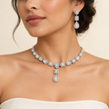 Crystal Halo Necklace Set – Anaqa — model image