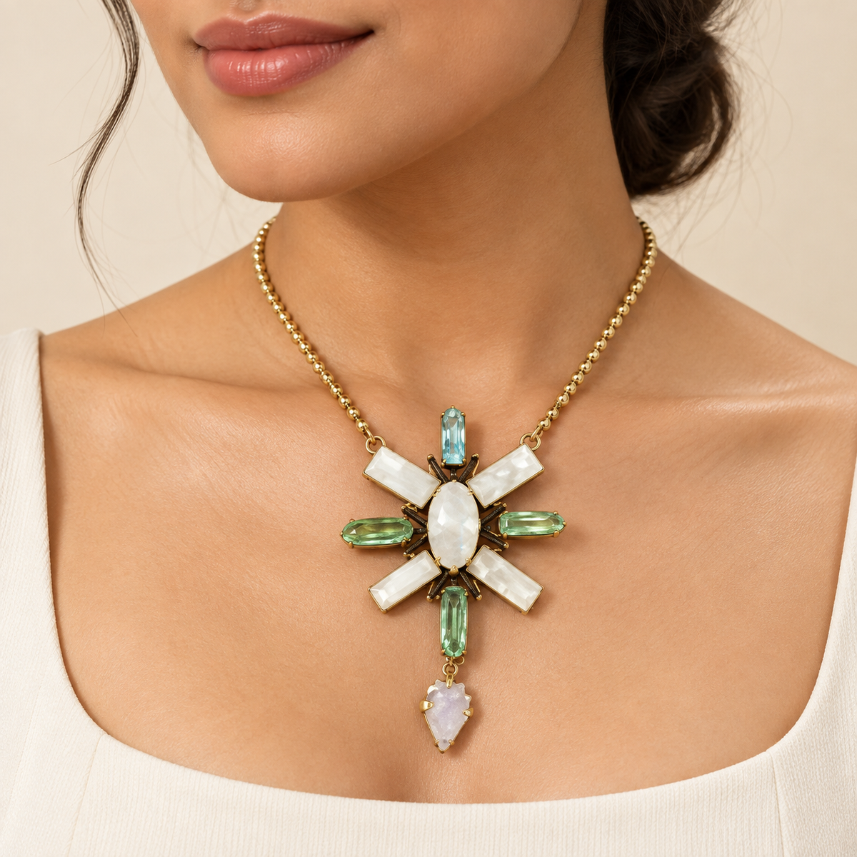 Radiant Starburst Statement Necklace – Anaqa — model image