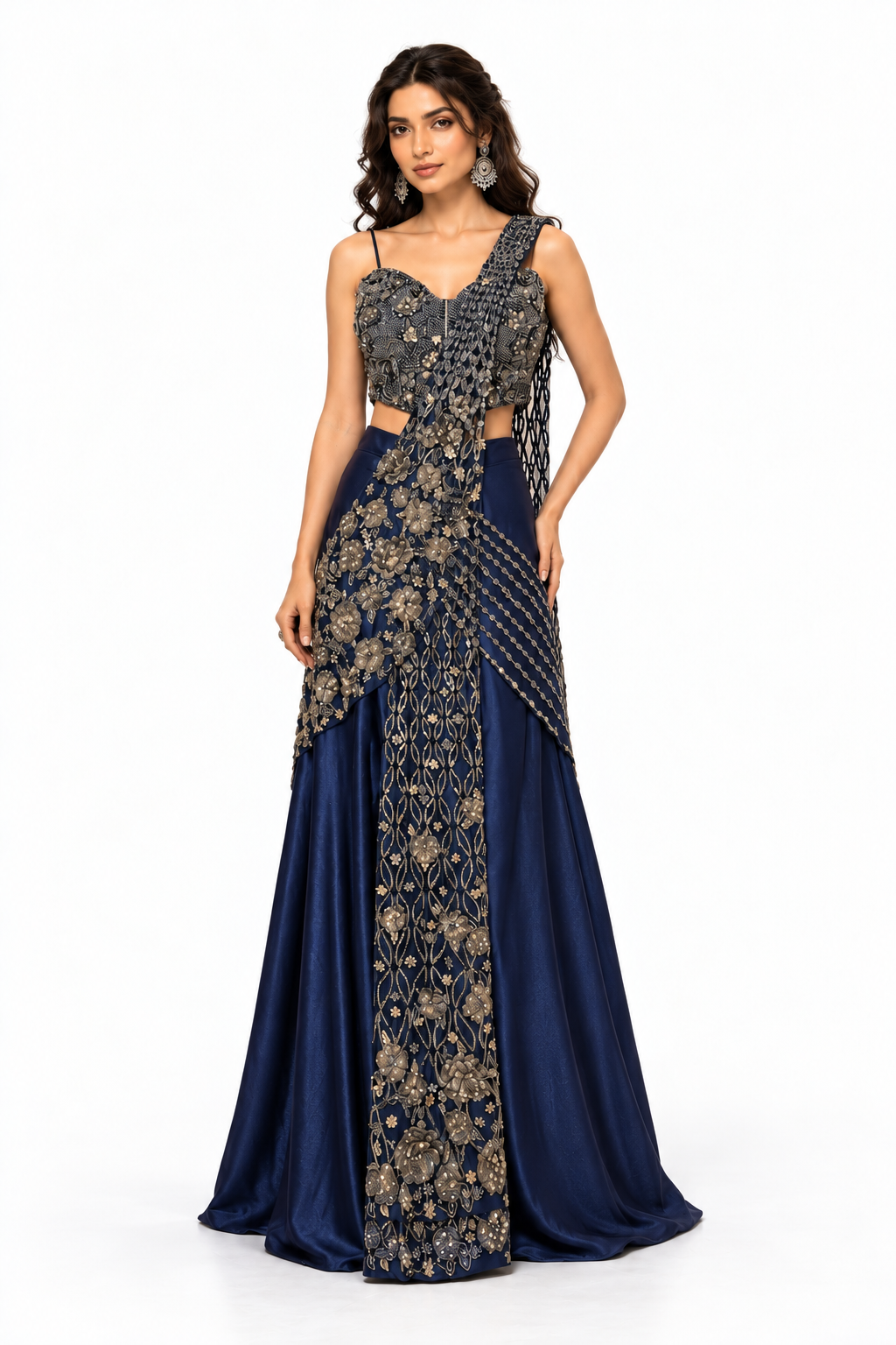 Regal Star Couture Drape Set by AZP x Bellissima on a white studio background