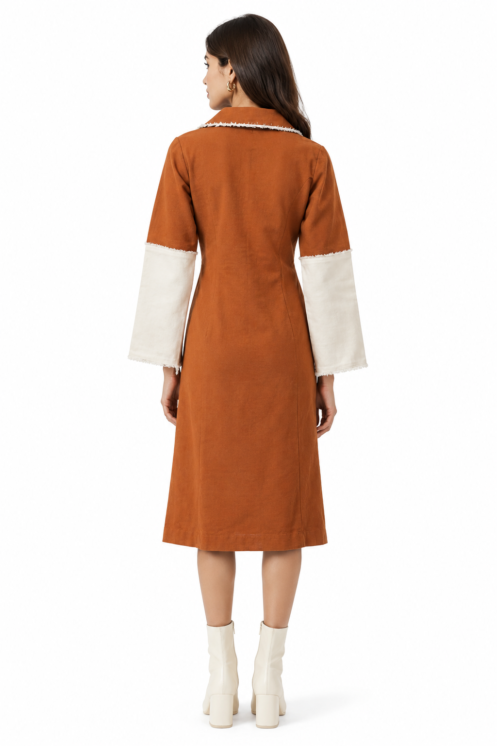 Rust & Ivory Contrast Tailored Shirt Dress
