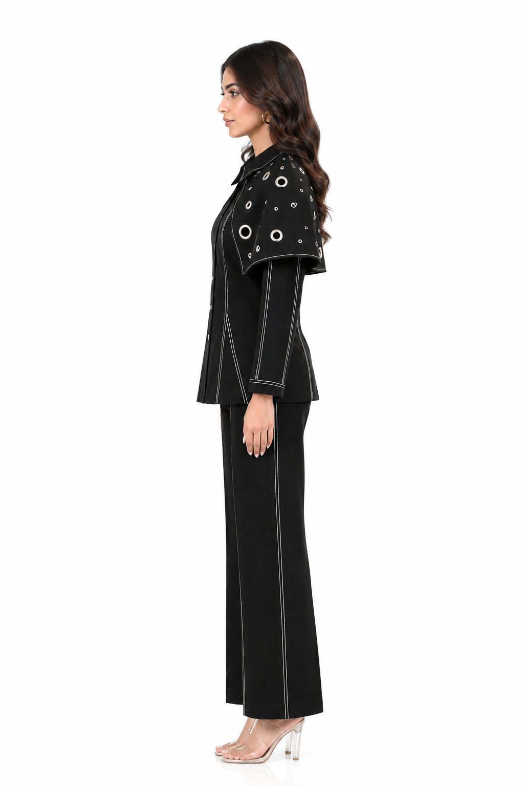 Black Eyelet Cape Co-Ord Set