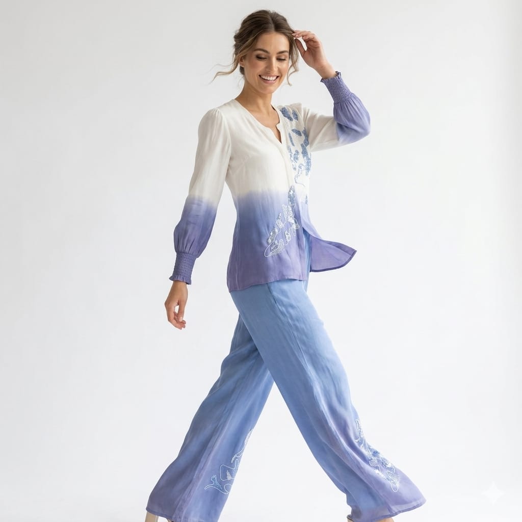 Soft Blue Patterned Suit