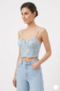 Pastel Blue Textured Corset Top
