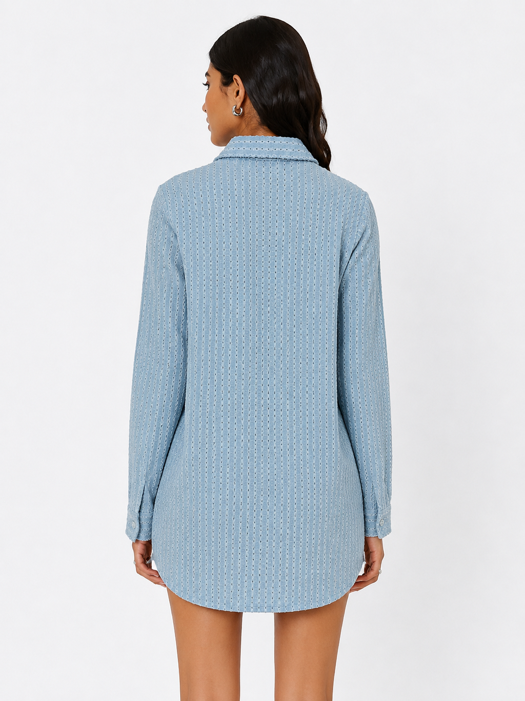 LIGHT DENIM LAZERCUT SHIRT DRESS