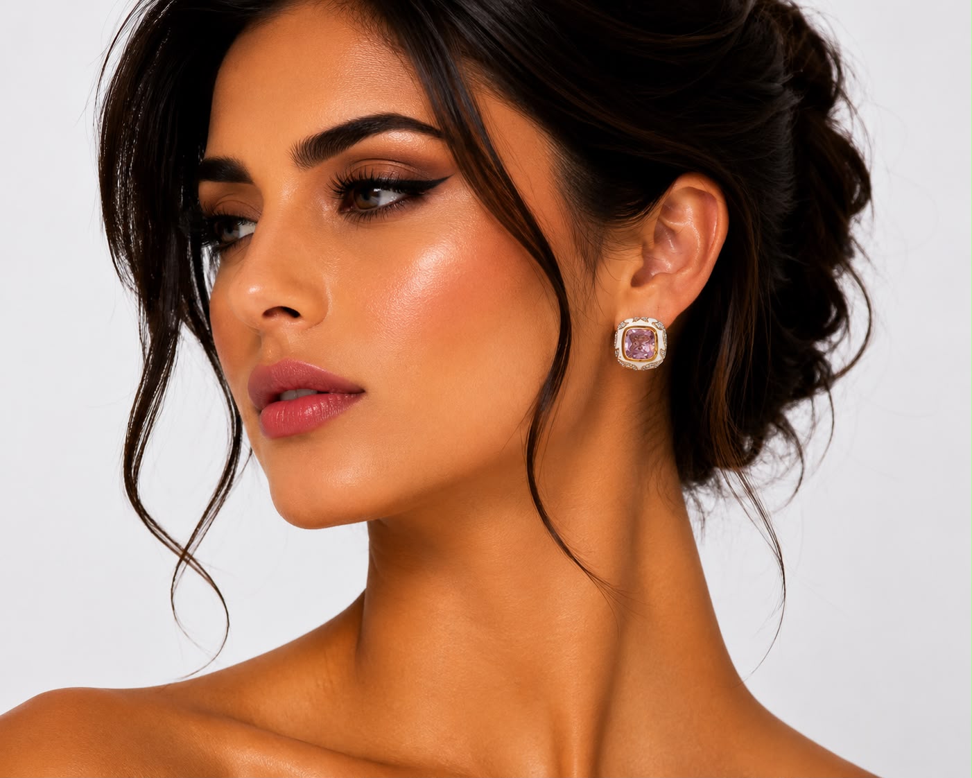 Ethereal Pink Square Earrings