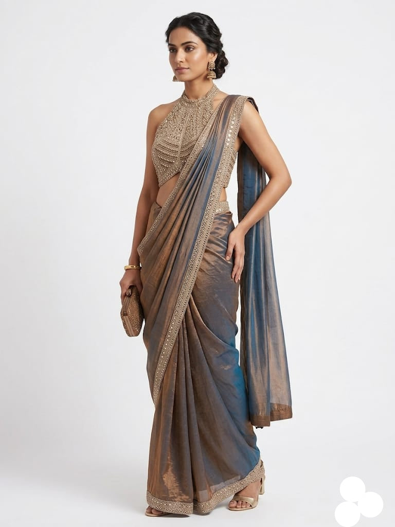 Imperial Amber Embroidered Halter Ensemble