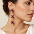 Purple Floral Cascade Earrings – Mystique — model image