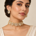 Golden Crystal Choker Set – Mystique — model image