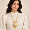 Pearl-Look Tassel Pendant Necklace – Mystique — model image