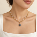 Golden Layered Pendant Necklace – Mystique — model image