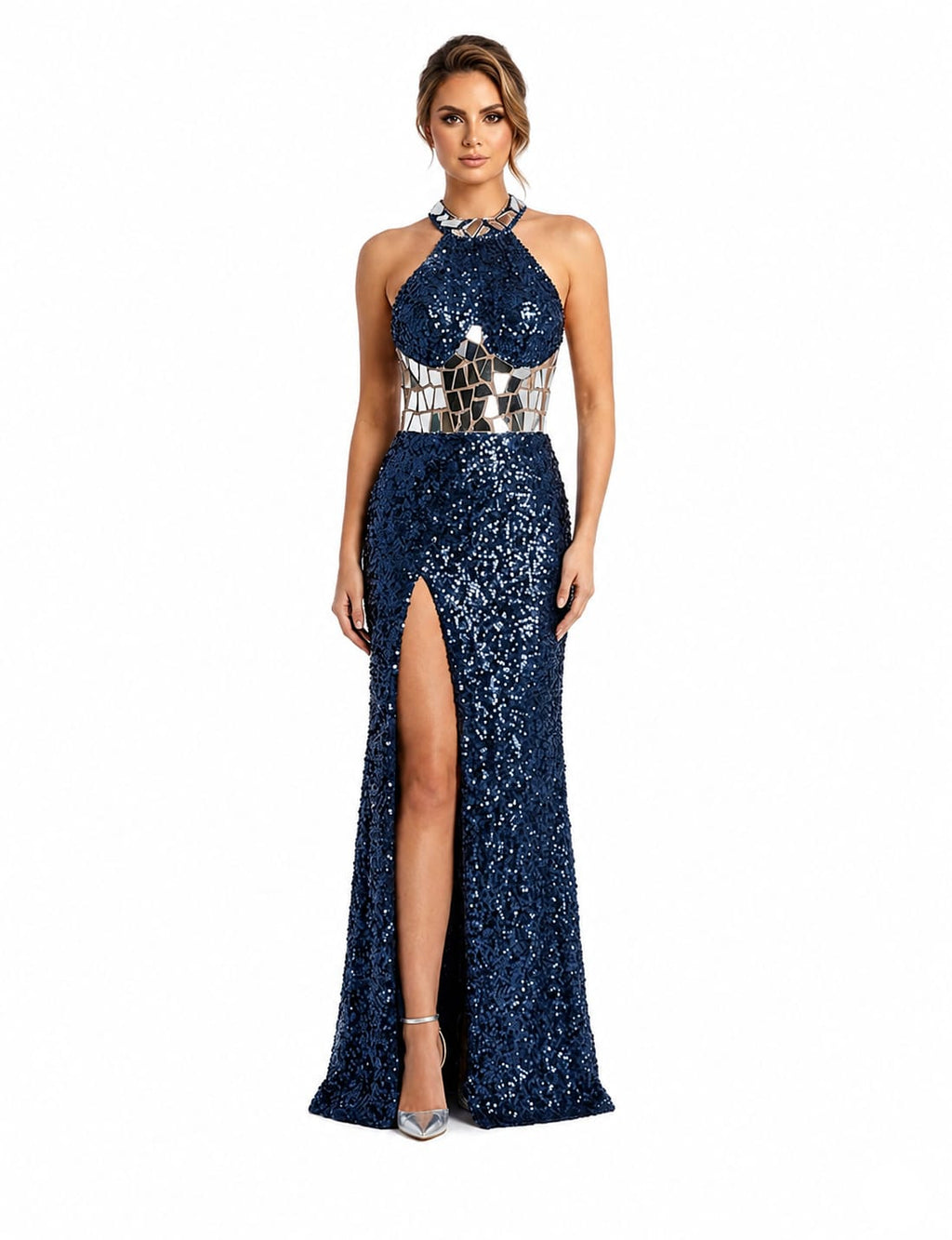 Sapphire Reflection Halter Dress