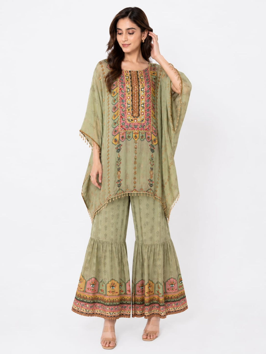 Olive & Pastel Floral Tunic Set