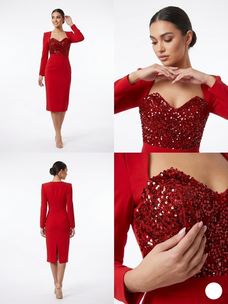 Glimmer Heart Red Midi Dress