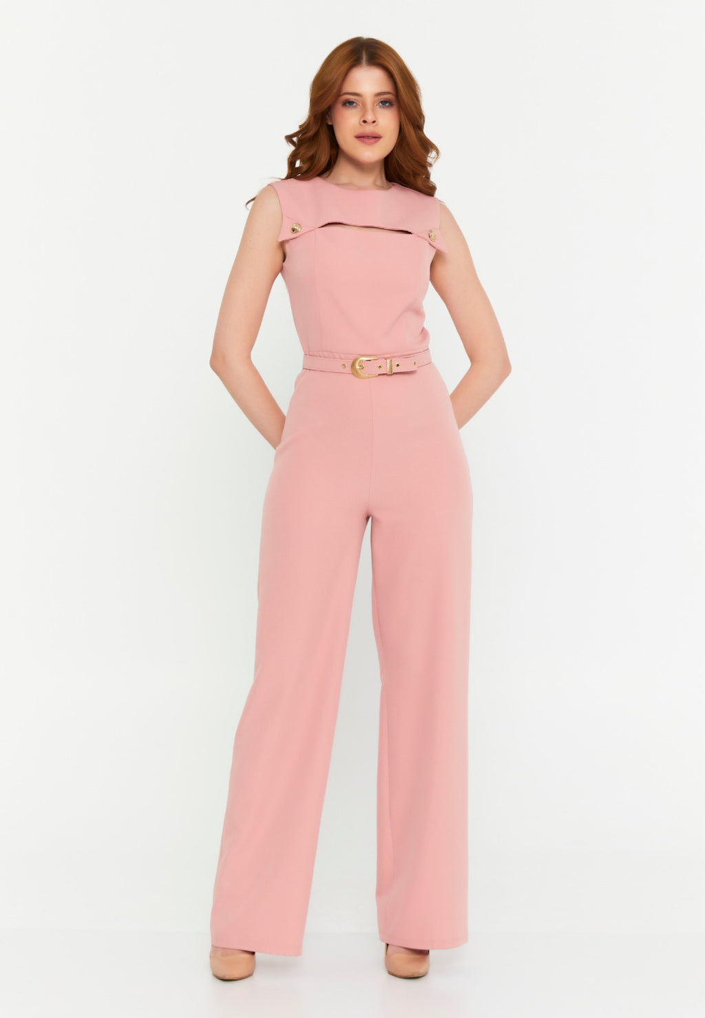 Rose Elegance Wide-Leg Jumpsuit