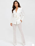 The Rosette Satin Blazer with Pearl Lattice Pants