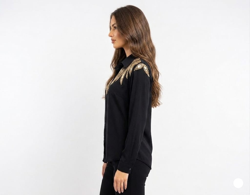 Vesper Sequin Collar Accent Top