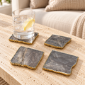 Smoky Quartz Coasters with Gold Gilding — Set of 4 styled in a home setting