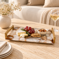Mimosa Agate Tray with Brass Handles styled in a home setting