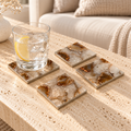 Mimosa Agate Coasters — Set of 4 styled in a home setting