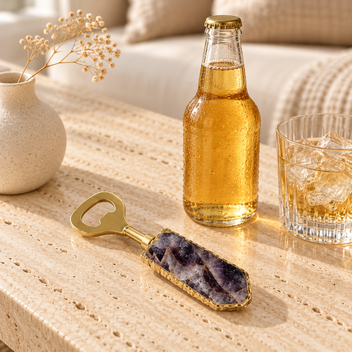 Amethyst Bottle Opener styled in a home setting