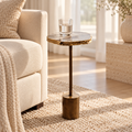 White Quartz Accent Table styled in a home setting