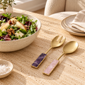 Amethyst & Rose Quartz Salad Server Set styled in a home setting
