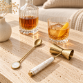 Nacre Mother of Pearl Bar Measure & Stirrer Set styled in a home setting
