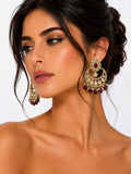 Traditional Gold-Plated Maroon  Earrings