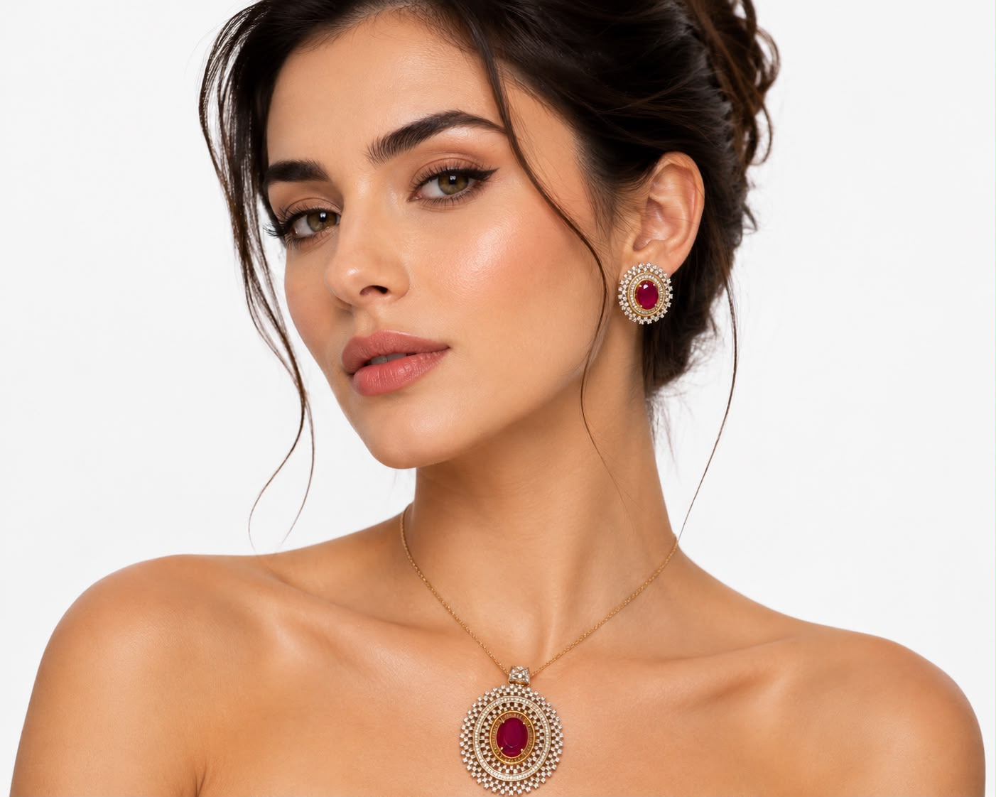 Ruby Royale Pendant Set