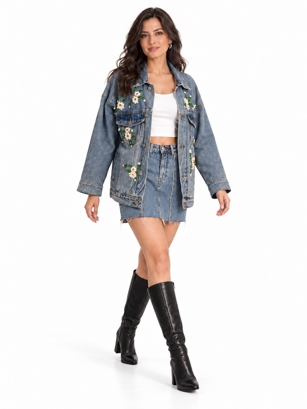 Denim Jacket — AI model styling, pose 3